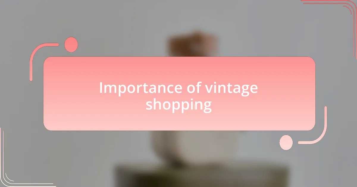 Importance of vintage shopping