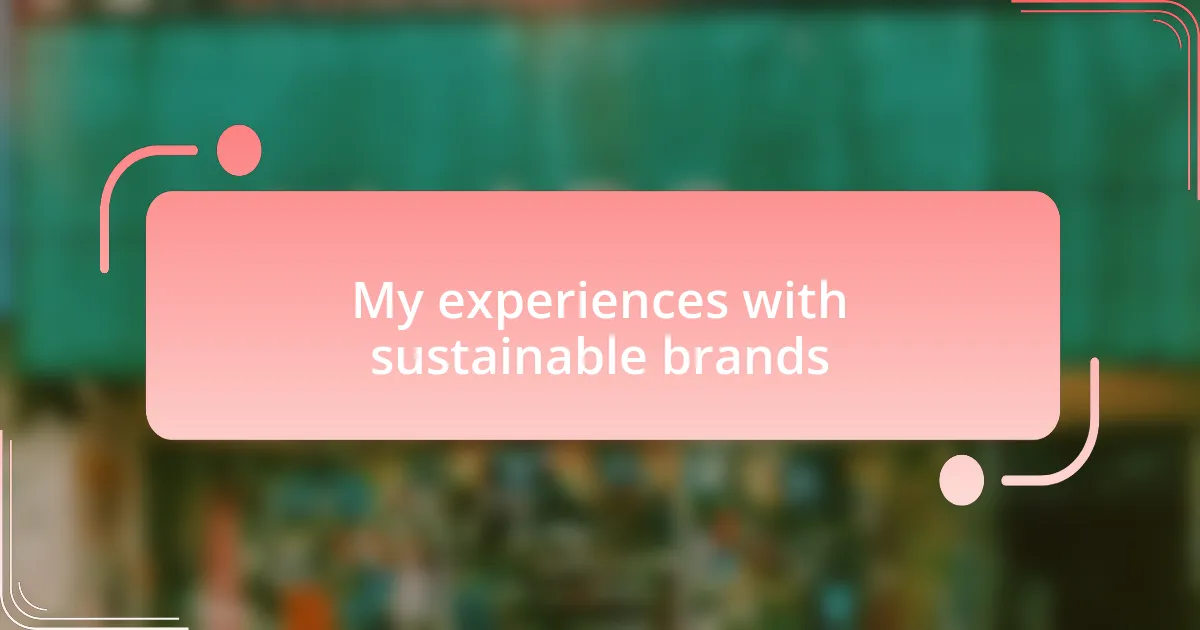 My experiences with sustainable brands