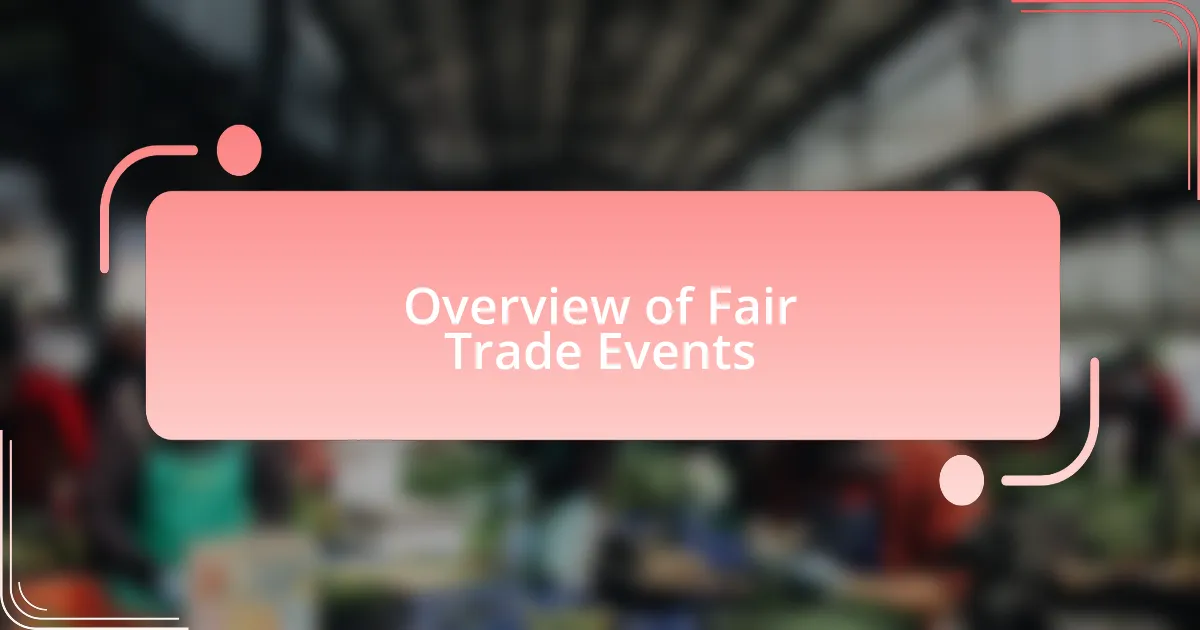 Overview of Fair Trade Events